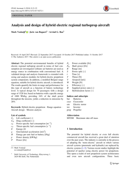 Analysis and Design of Hybrid Electric Regional Turboprop Aircraft