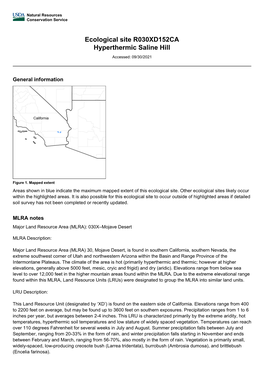 Ecological Site R030XD152CA Hyperthermic Saline Hill