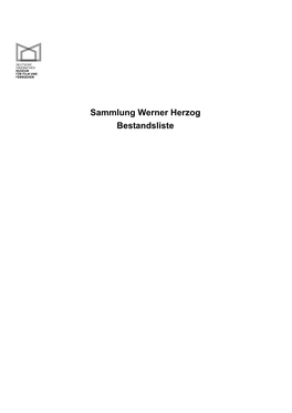 Sammlung Werner Herzog Bestandsliste