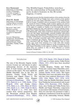 The Middle/Upper Paleolithic Interface and the Relationship Of