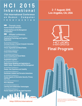 HCI International 2015 Conference Final Program