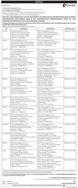 20200129001-Change Kfin Address-NOTICE AD