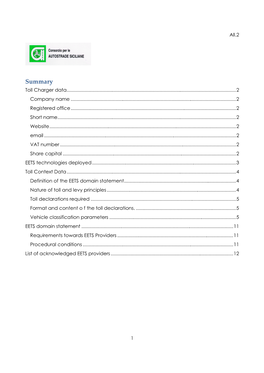 Summary Toll Charger Data