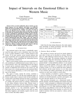 Impact of Intervals on the Emotional Effect in Western Music