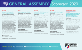GENERAL ASSEMBLY Scorecard 2020