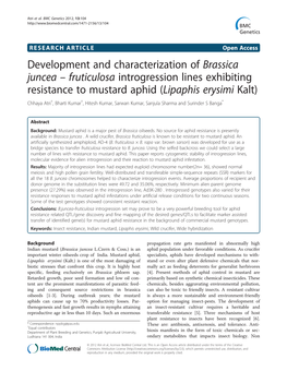 Development and Characterization of Brassica Juncea Fruticulosa