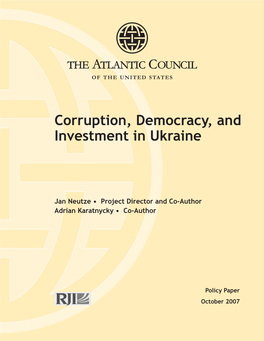 Corruption, Democracy, and Investment in Ukraine