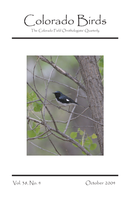 Colorado Birds the Colorado Field Ornithologists' Quarterly