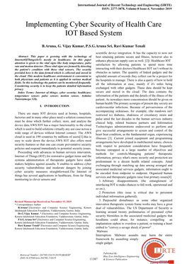 International Journal of Recent Technology and Engineering (IJRTE) ISSN: 2277-3878, Volume-8 Issue-4, November 2019