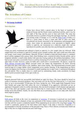 The Avicultural Society of New South Wales (ASNSW) (Founding in 1940 As the Parrot & African Lovebird Society of Australia)