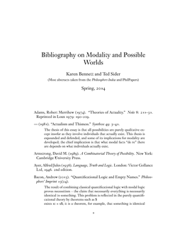 Bibliography on Modality and Possible Worlds