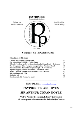 Psypioneer Archives Sir Arthur Conan Doyle