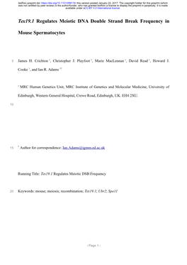 Tex19.1 Regulates Meiotic DNA Double Strand Break Frequency In