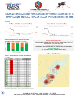 Boletín De Enfermedades Transmitidas Por Vectores Y Zoonosis En El Departamento Del Huila, Hasta La Semana Epidemiológica 22 De 2020