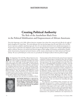 Creating Political Authority