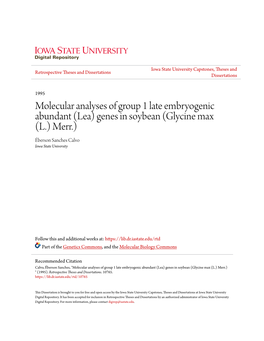 (Lea) Genes in Soybean (Glycine Max (L.) Merr.) Éberson Sanches Calvo Iowa State University