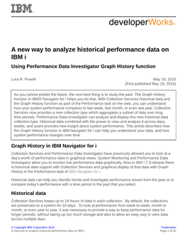 A New Way to Analyze Historical Performance Data on IBM I Using Performance Data Investigator Graph History Function