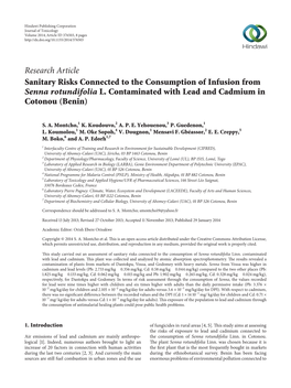 Sanitary Risks Connected to the Consumption of Infusion from Senna Rotundifolia L