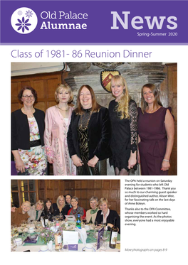 Class of 1981- 86 Reunion Dinner