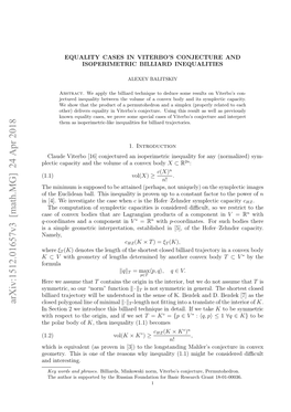 Equality Cases in Viterbo's Conjecture and Isoperimetric Billiard Inequalities