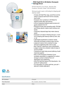 PIG® Spill Kit in 65-Gallon Overpack Salvage Drum