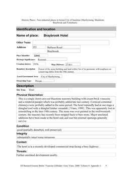 Name of Place: Braybrook Hotel Identification and Location Description