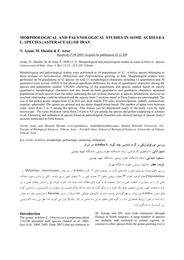 Morphological and Palynological Studies in Some Achillea L