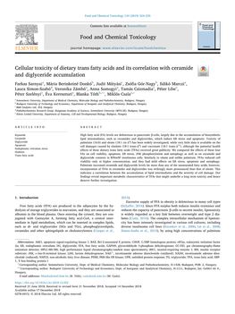 Cellular Toxicity of Dietary Trans Fatty Acids and Its Correlation with Ceramide and Diglyceride Accumulation T