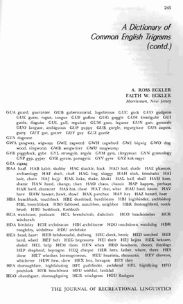 A DICTIONARY of COMMON ENGLISH TRIGRAMS (Contd.)