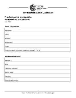 Drug Audit Form