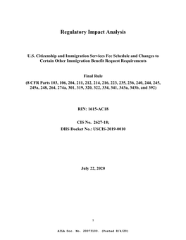 Regulatory Impact Analysis