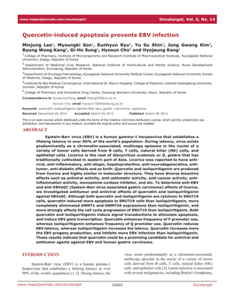 Quercetin-Induced Apoptosis Prevents EBV Infection