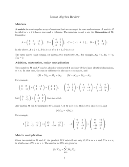 Linear Algebra Review