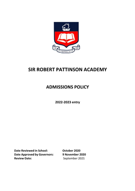 Admissions Policy