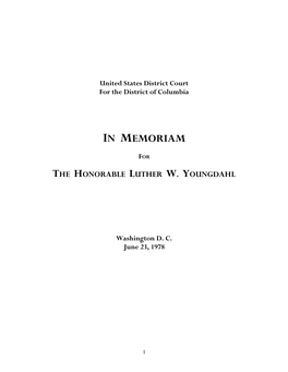 Memorial Proceedings for Luther W. Youngdahl