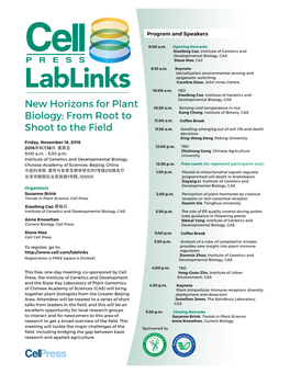 New Horizons for Plant Biology: from Root to Shoot to the Field