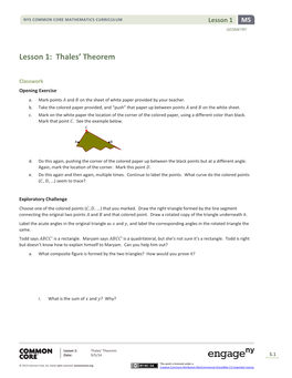 Lesson 1: Thales' Theorem