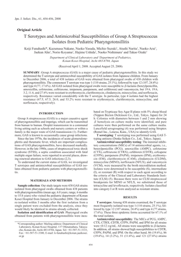 T Serotypes and Antimicrobial Susceptibilities of Group A