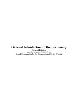 General Introduction to the Lectionary