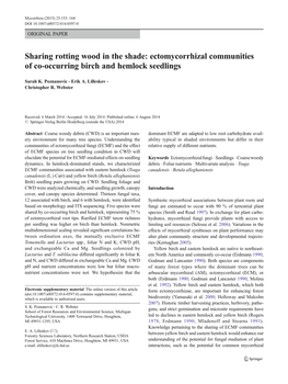 Ectomycorrhizal Communities of Co-Occurring Birch and Hemlock Seedlings