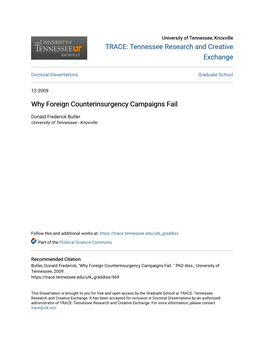 Why Foreign Counterinsurgency Campaigns Fail
