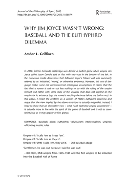 Why Jim Joyce Wasn't Wrong: Baseball and the Euthyphro Dilemma