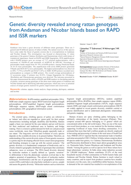 Genetic Diversity Revealed Among Rattan Genotypes from Andaman and Nicobar Islands Based on RAPD and ISSR Markers