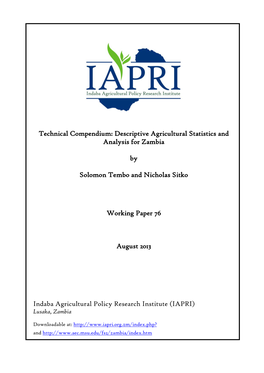 Descriptive Agricultural Statistics and Analysis for Zambia