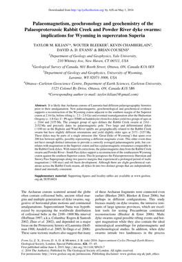 Palaeomagnetism, Geochronology and Geochemistry of the Palaeoproterozoic Rabbit Creek and Powder River Dyke Swarms: Implications for Wyoming in Supercraton Superia