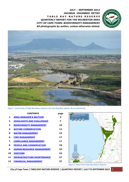 City of Cape Town | TABLE BAY NATURE RESERVE | QUARTERLY REPORT | JULY to SEPTEMBER 2013 1