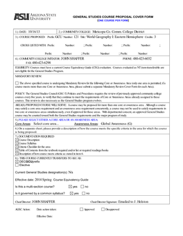 GCU 121 World Geography I Eastern Hemisphere Global Awareness (G)