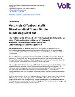 Volt Kreis Offenbach Stellt Direktkandidat*Innen Für Die Bundestagswahl Auf