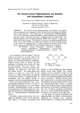 The Reaction Between Diphenylmethane and Butadiene with Organolithium Compounds 