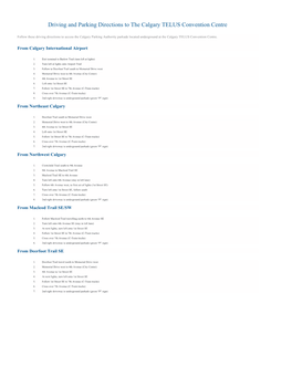 Driving and Parking Directions to the Calgary TELUS Convention Centre